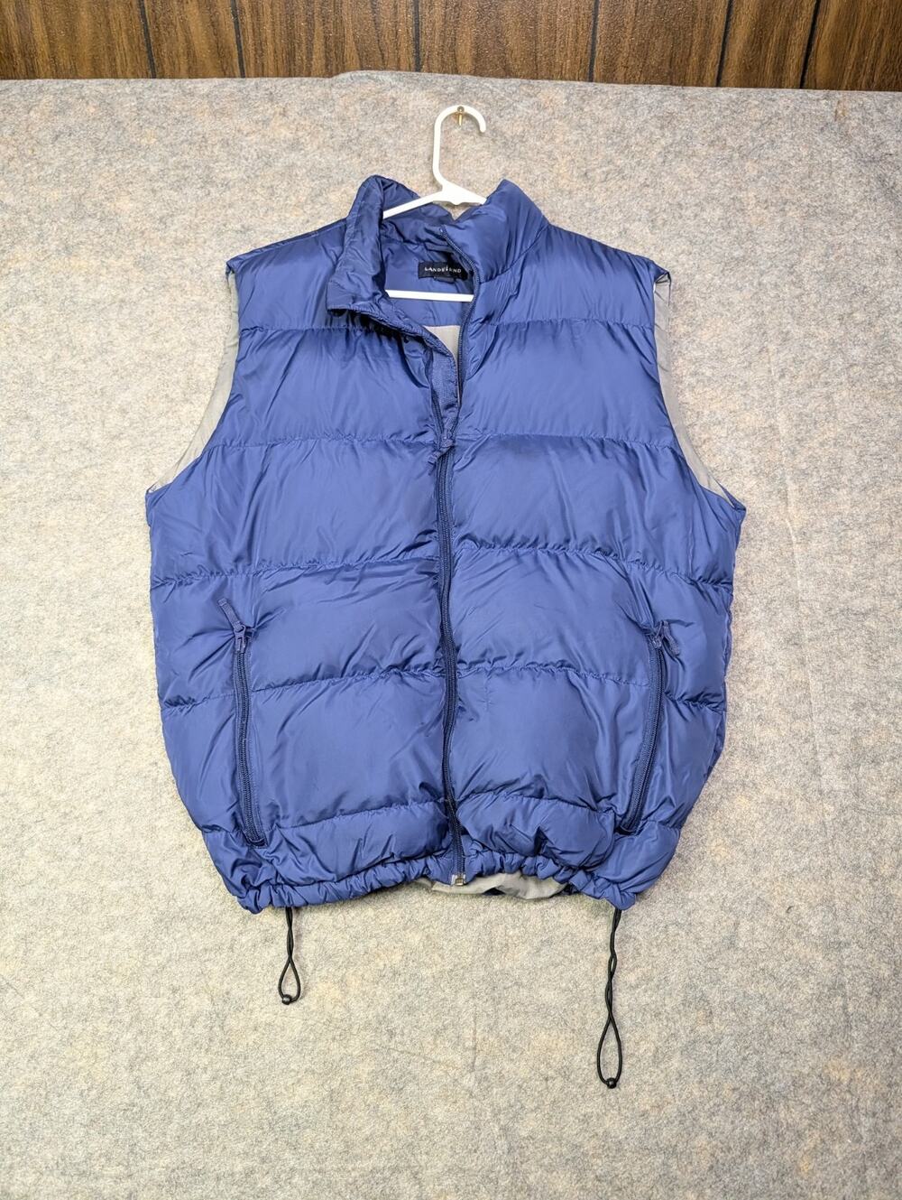 Lands End Mens Large 42-44 Purple Goose Down Puffer Vest Outdoor Hiking Vtg